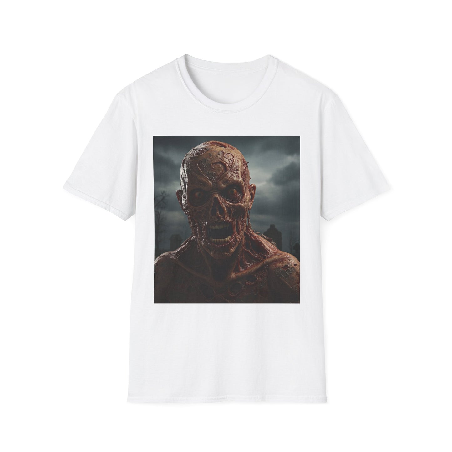 Apocalyptic Portrait Tee, bold, decaying zombie graphic