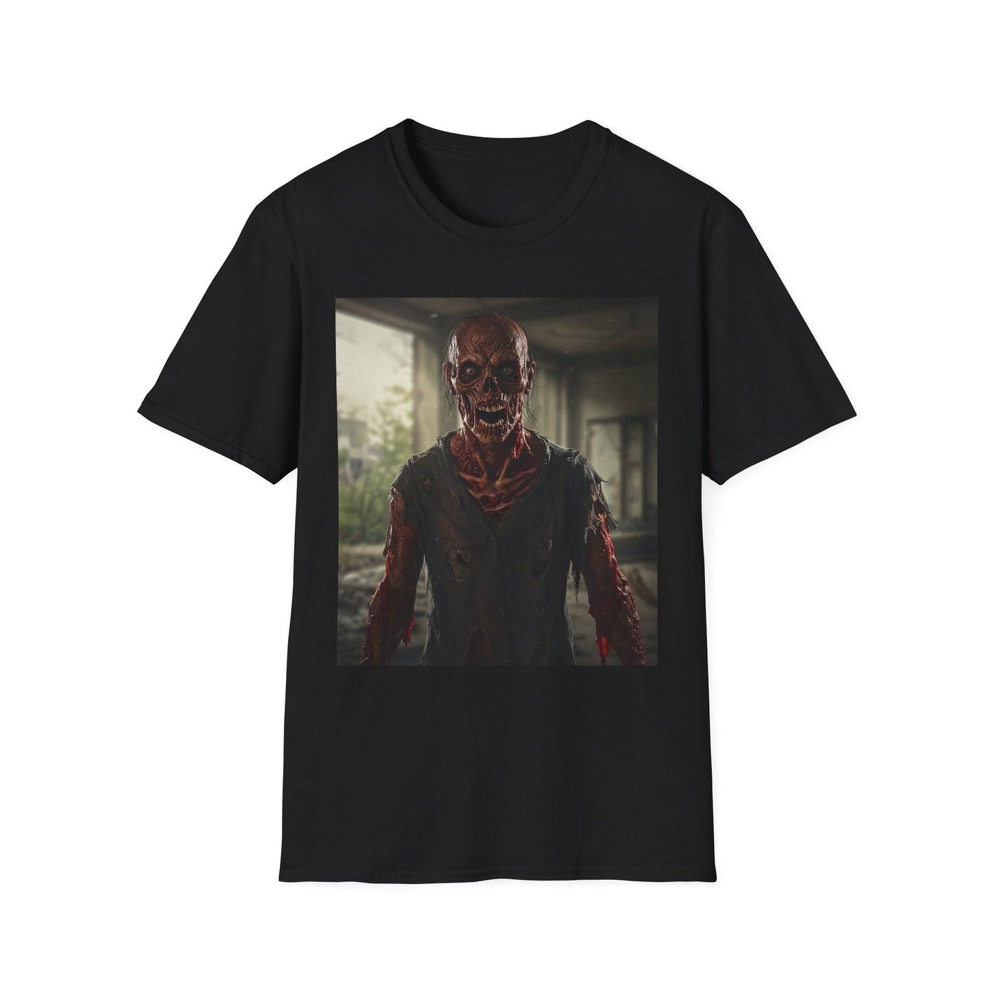 Apocalyptic Portrait Tee, bold, decaying zombie graphic