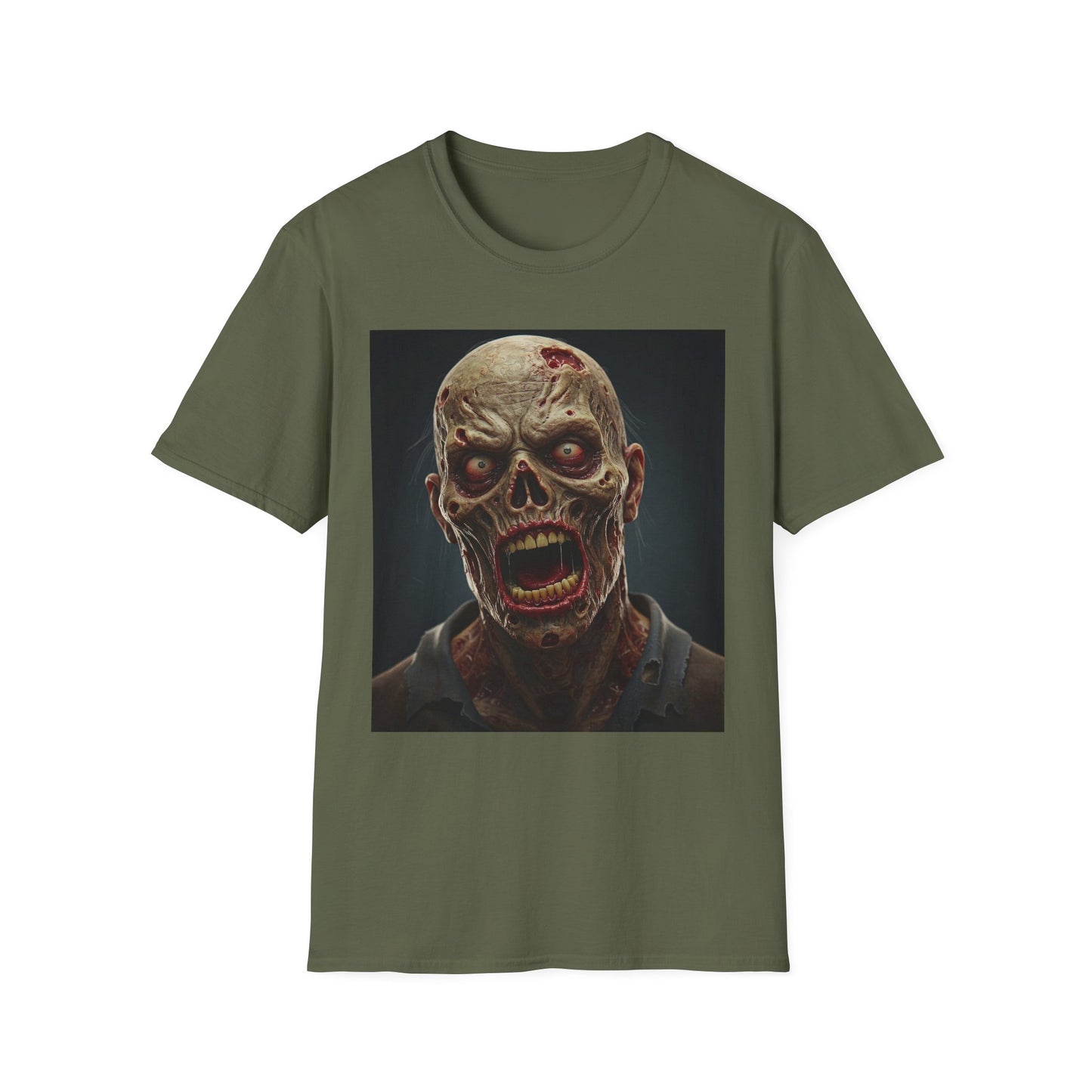 Apocalyptic Portrait Tee, bold, decaying zombie graphic