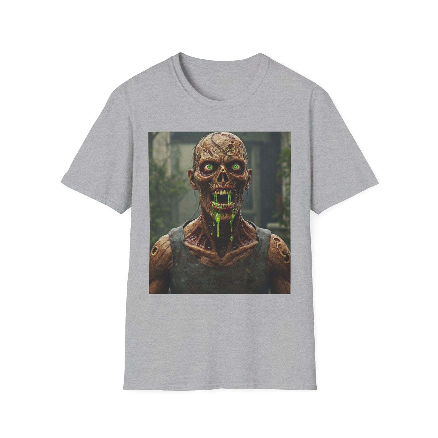 Apocalyptic Portrait Tee, bold, decaying zombie graphic