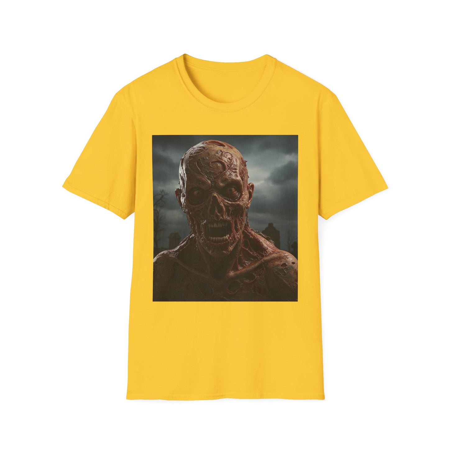 Apocalyptic Portrait Tee, bold, decaying zombie graphic