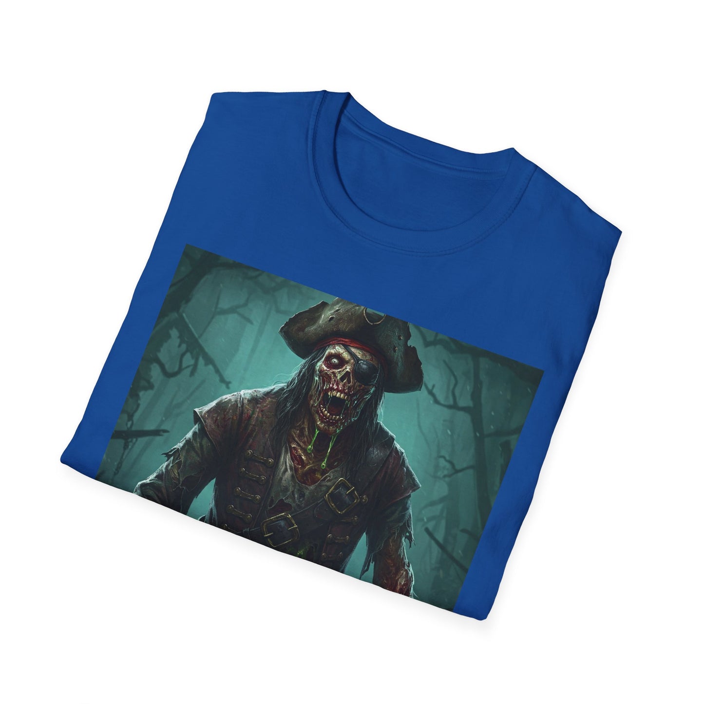 Pirate Skeleton Unisex Softstyle T-Shirt - Perfect for Halloween and Adventure Lovers