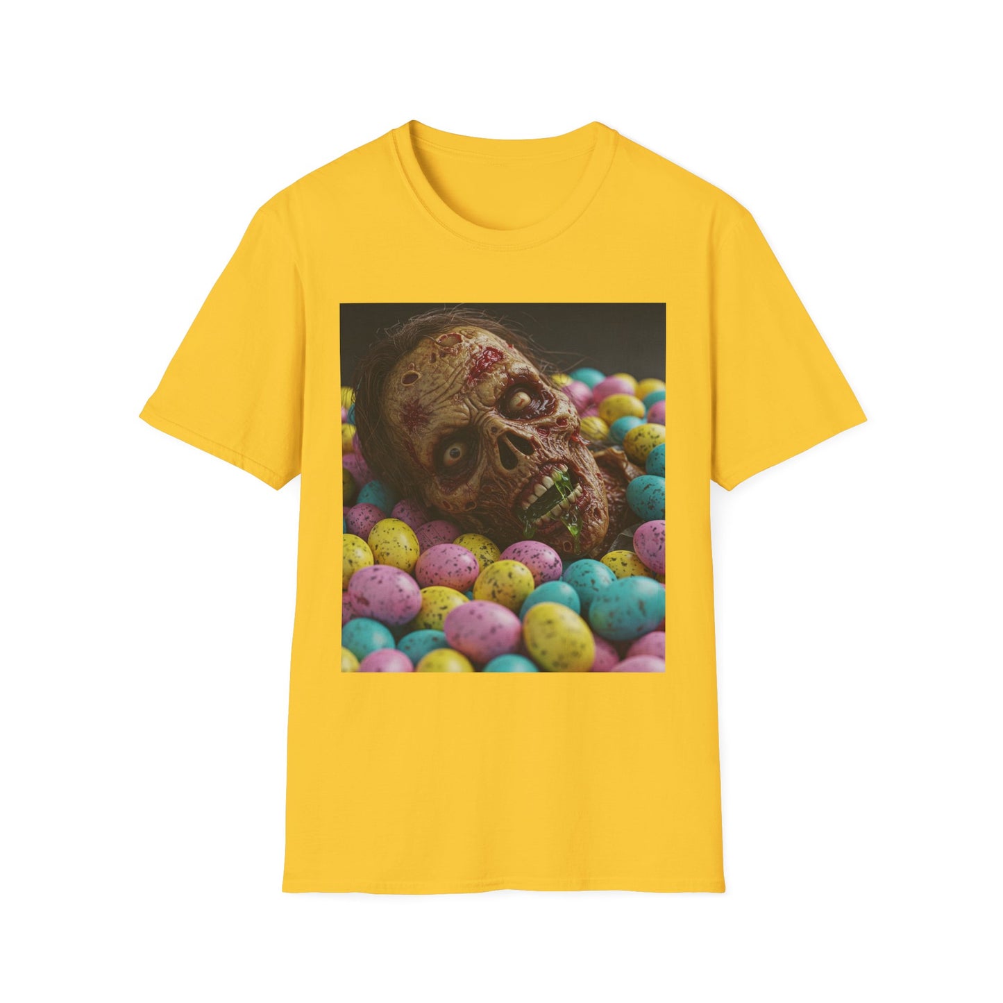 Eerie Easter Skull Apocalyptic Portrait Tee, bold, decaying zombie graphic