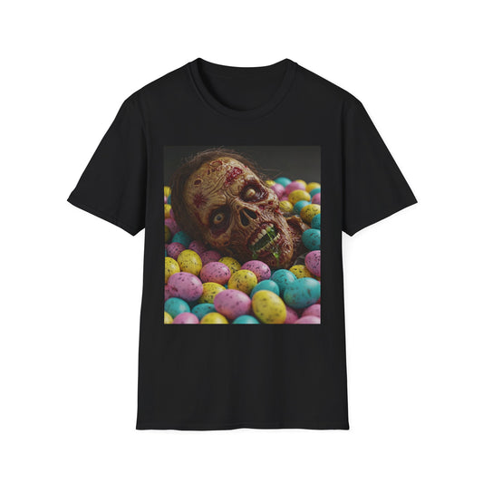 Eerie Easter Skull Apocalyptic Portrait Tee, bold, decaying zombie graphic