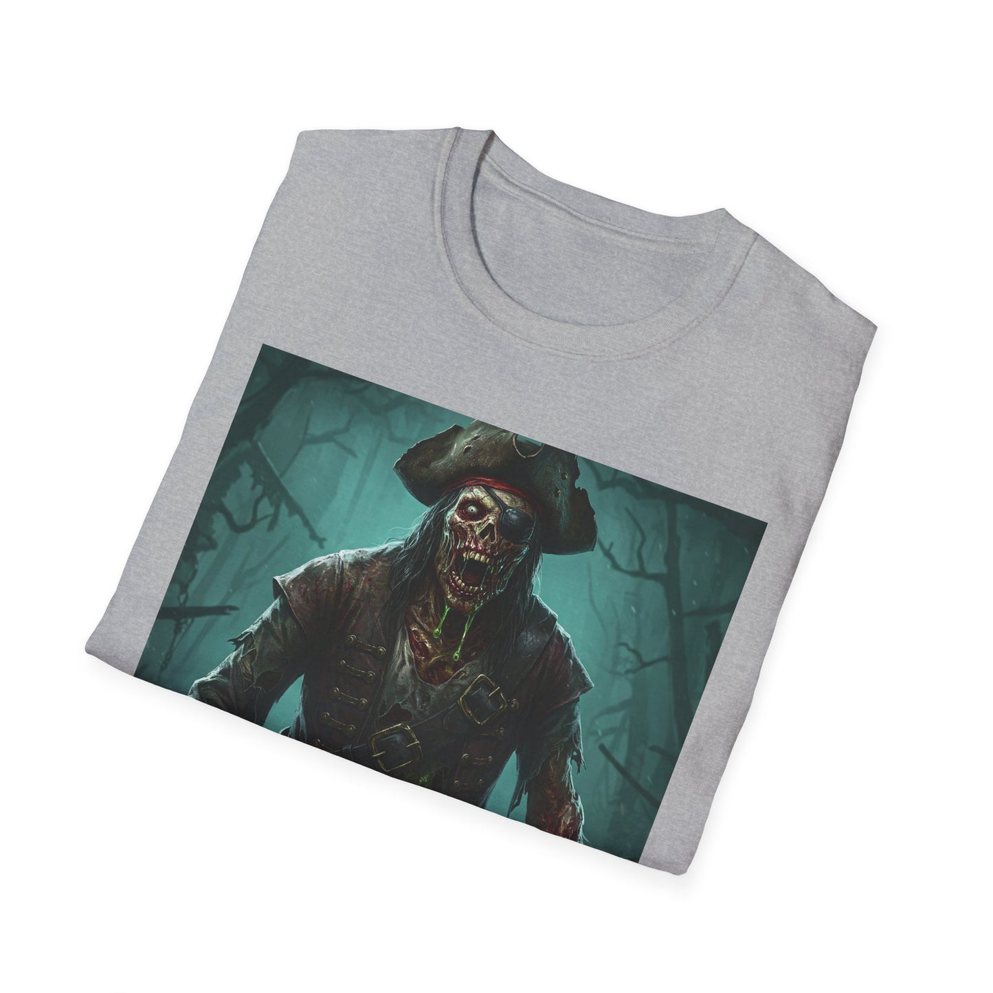 Pirate Skeleton Unisex Softstyle T-Shirt - Perfect for Halloween and Adventure Lovers