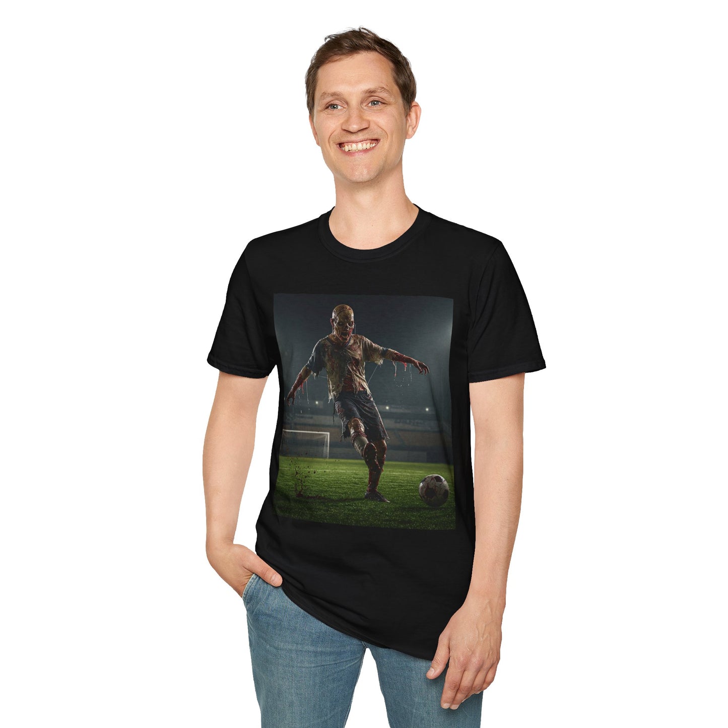 Zombie Soccer Unisex Softstyle T-Shirt - Perfect for Halloween and Sports Lovers