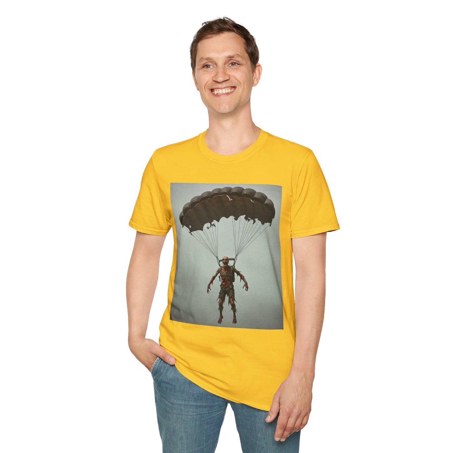 Adventure Awaits Parachuting Hero Unisex Softstyle T-Shirt