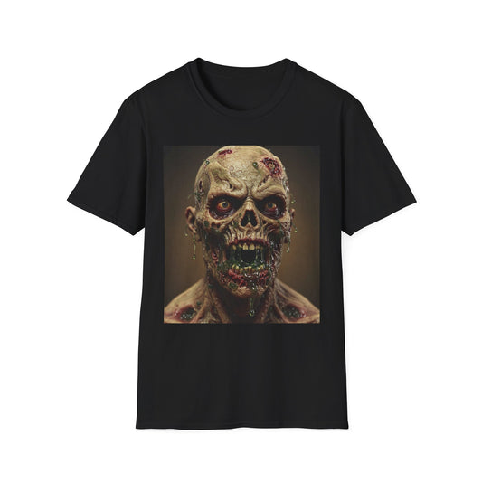 Apocalyptic Portrait Tee, bold, decaying zombie graphic