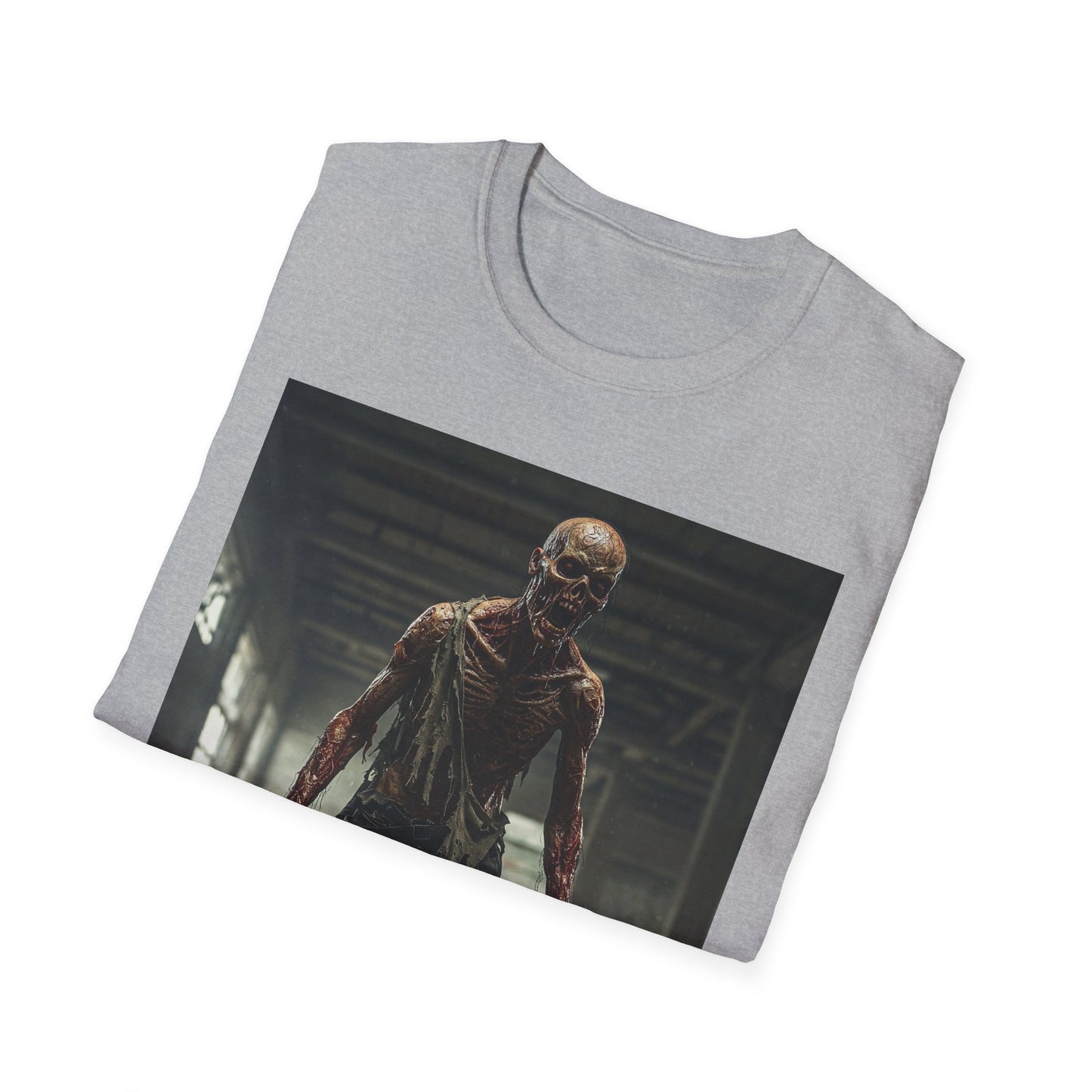 Zombie Graphic Unisex Softstyle T-Shirt - Perfect for Halloween and Horror Fans