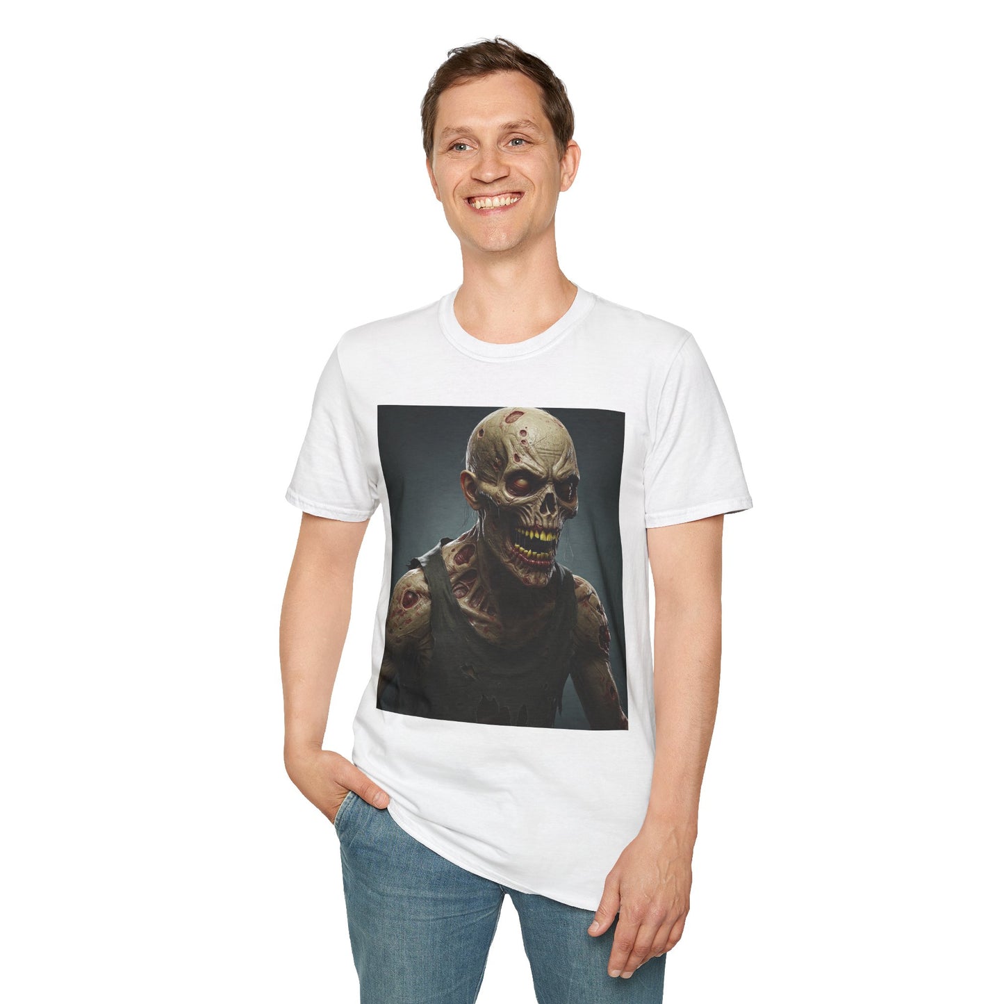 Apocalyptic Portrait Tee, bold, decaying zombie graphic