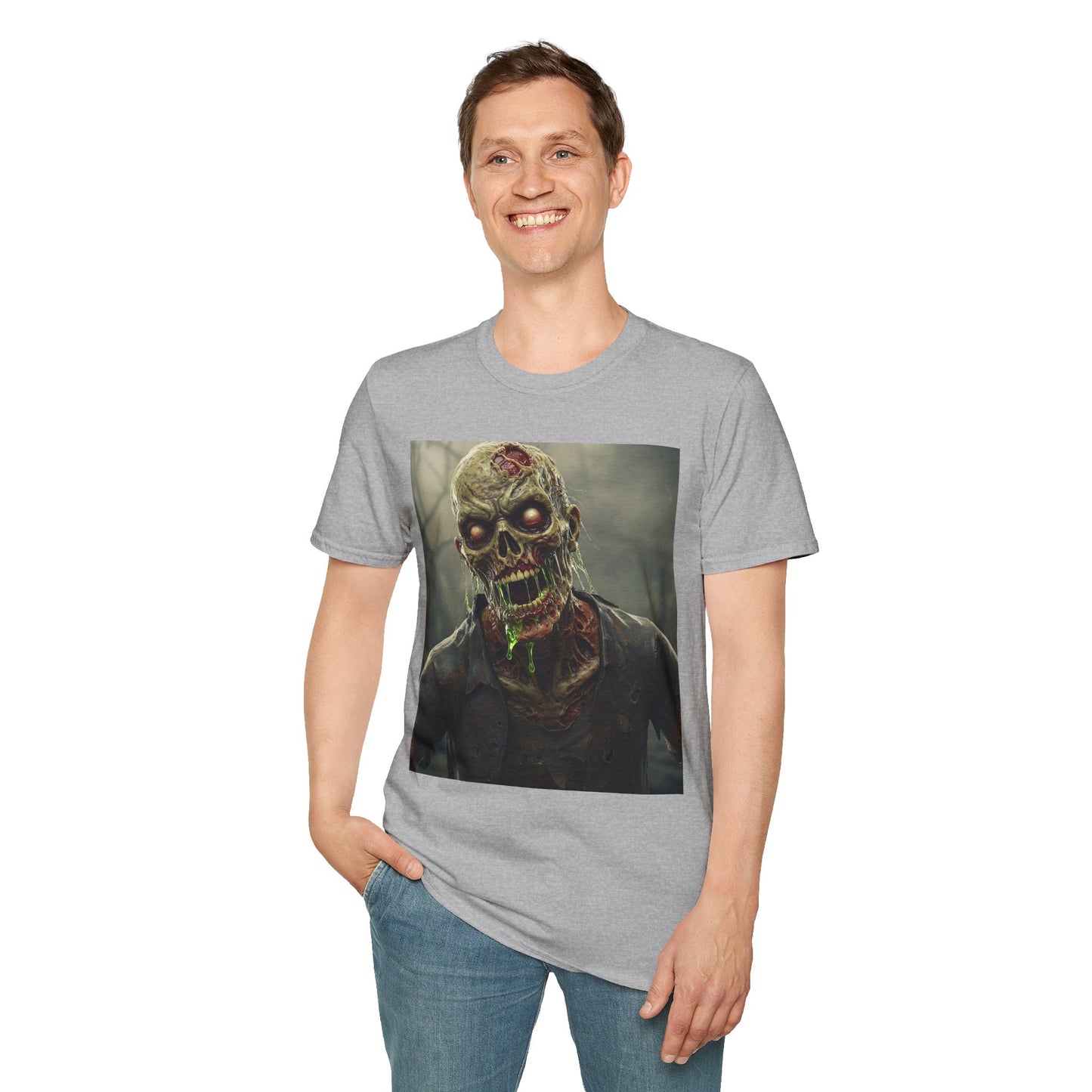 Unisex Softstyle Zombie Graphic T-Shirt - Perfect for Halloween and Horror Fans