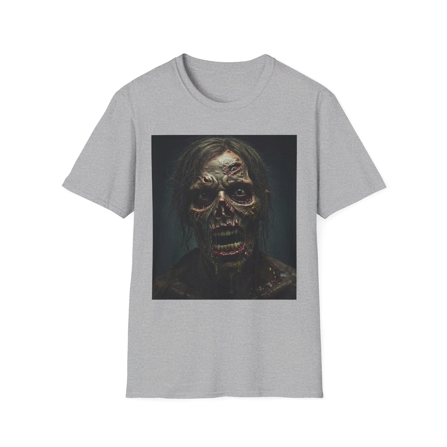 Apocalyptic Portrait Tee, bold, decaying zombie graphic