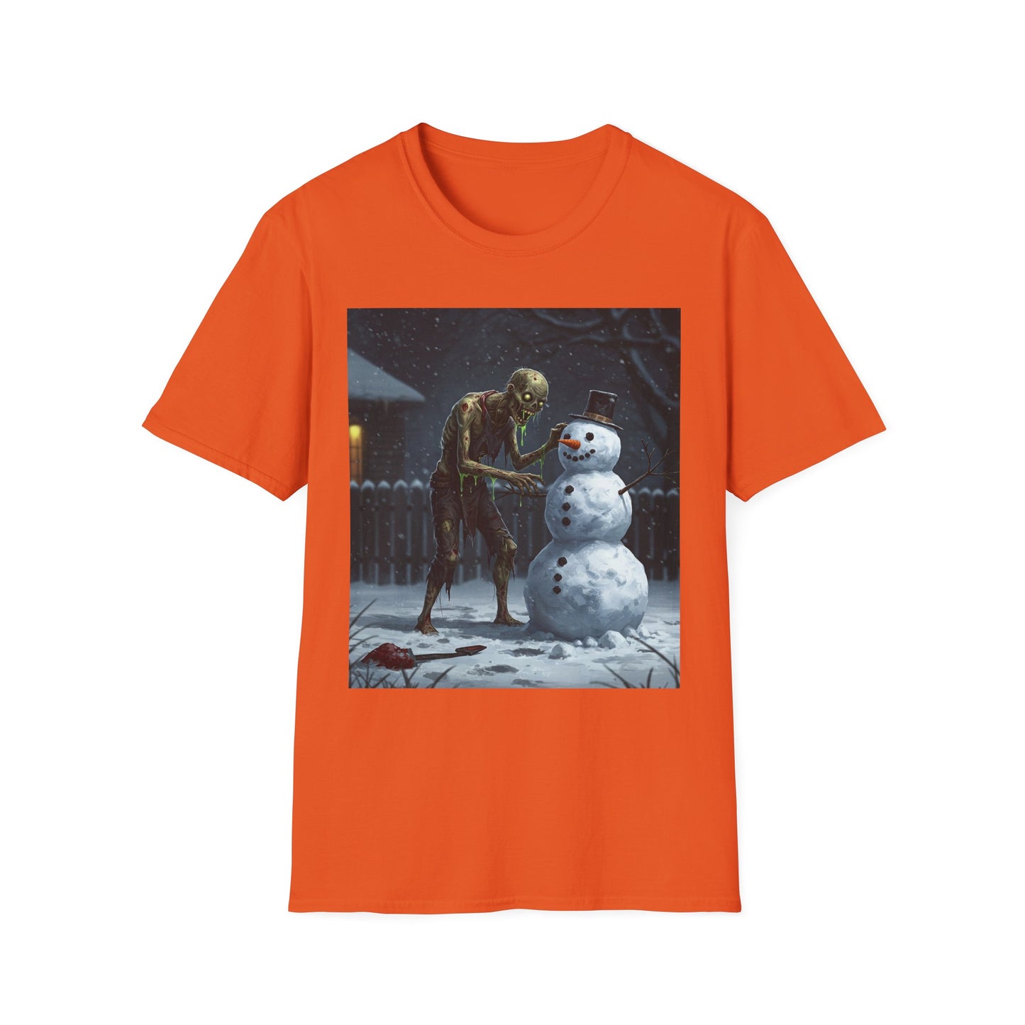 Merry Horror Unisex Softstyle T-Shirt - Creepy Snowman Design