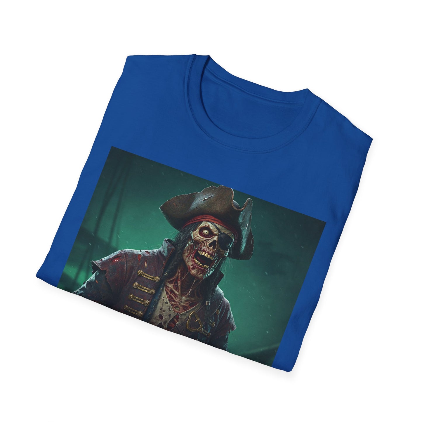 Pirate Skeleton Graphic Unisex Softstyle T-Shirt - Perfect for Halloween and Themed Parties