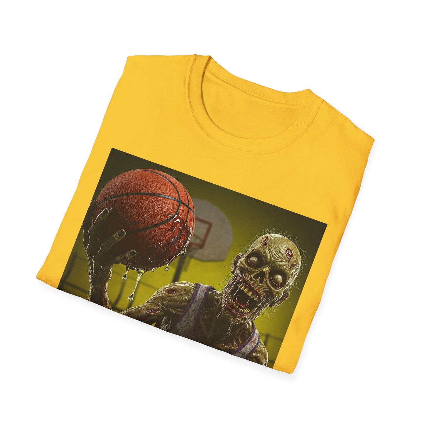 Zombie Basketball Apocalyptic Portrait Tee, bold, decaying zombie graphic