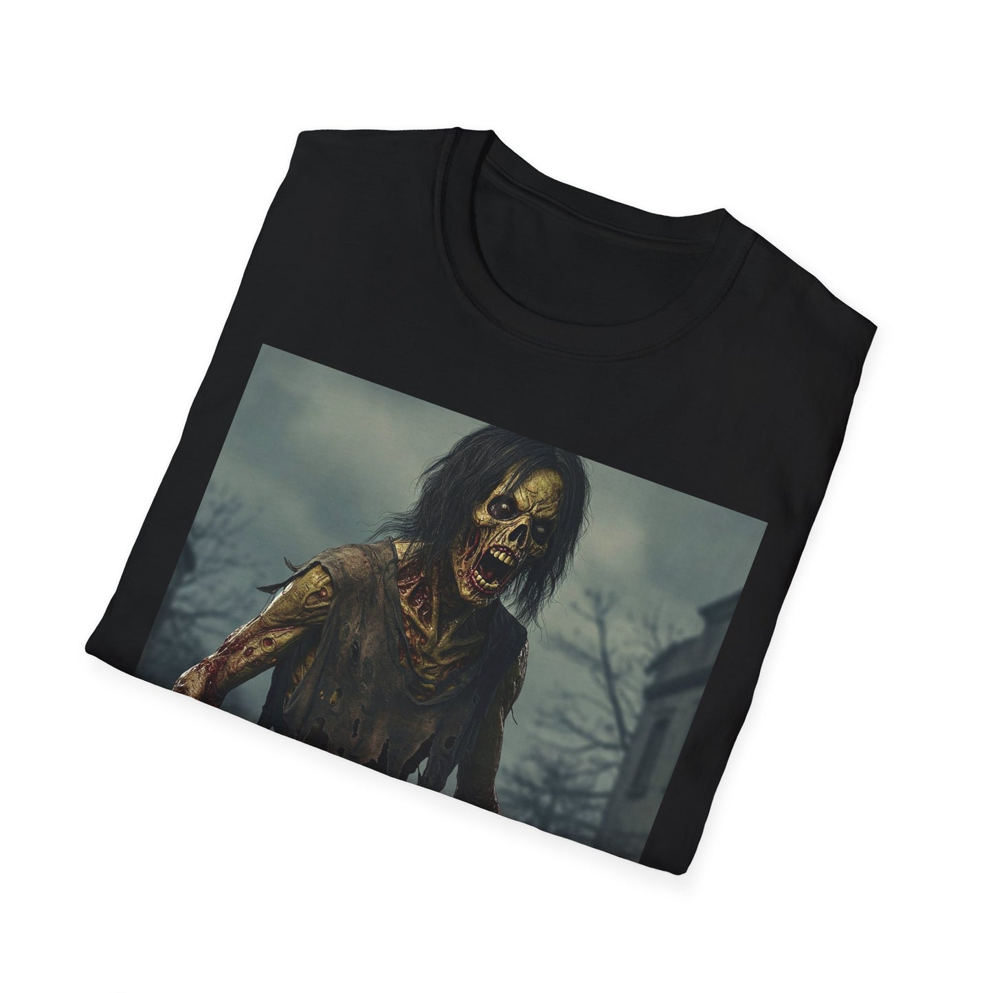 Zombie Apocalyptic Portrait Tee, bold, decaying zombie graphic