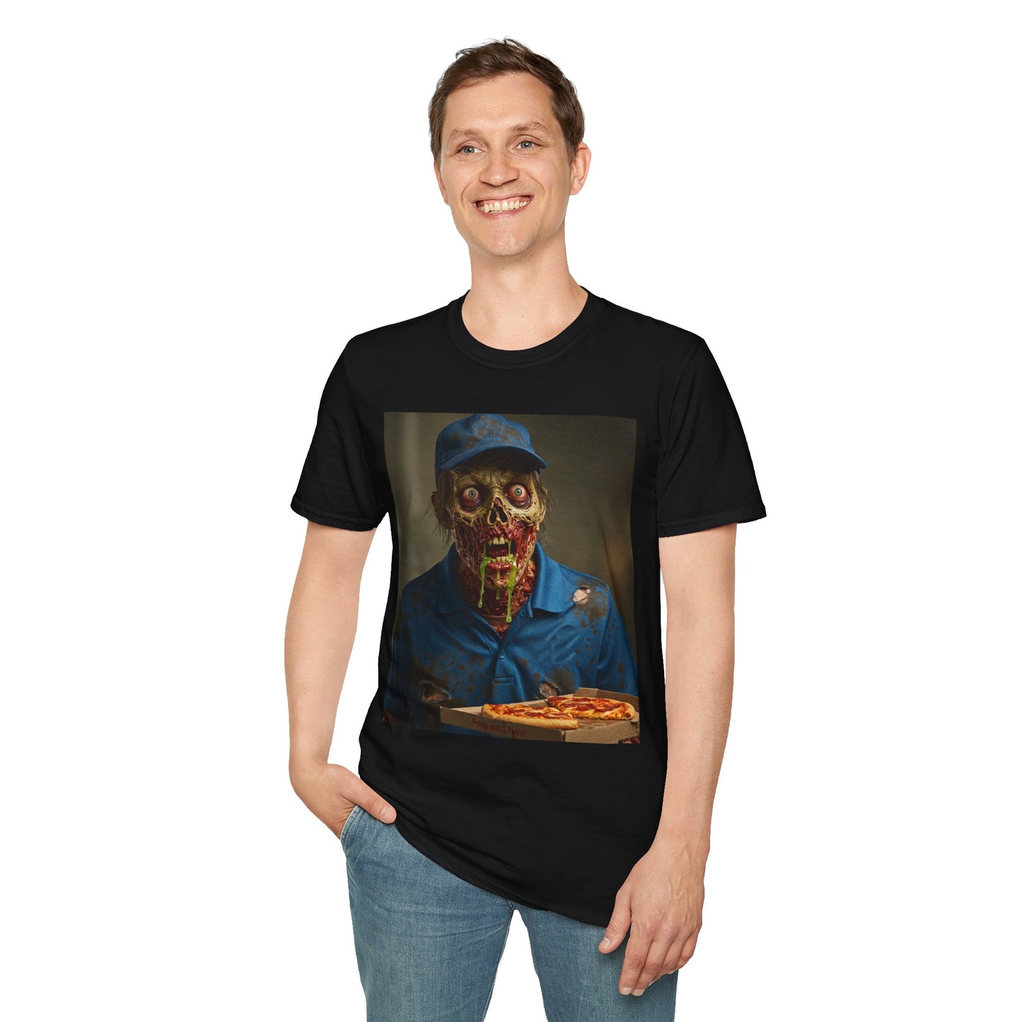 Horror Pizza Delivery Zombie T-Shirt - Unisex Softstyle Tee