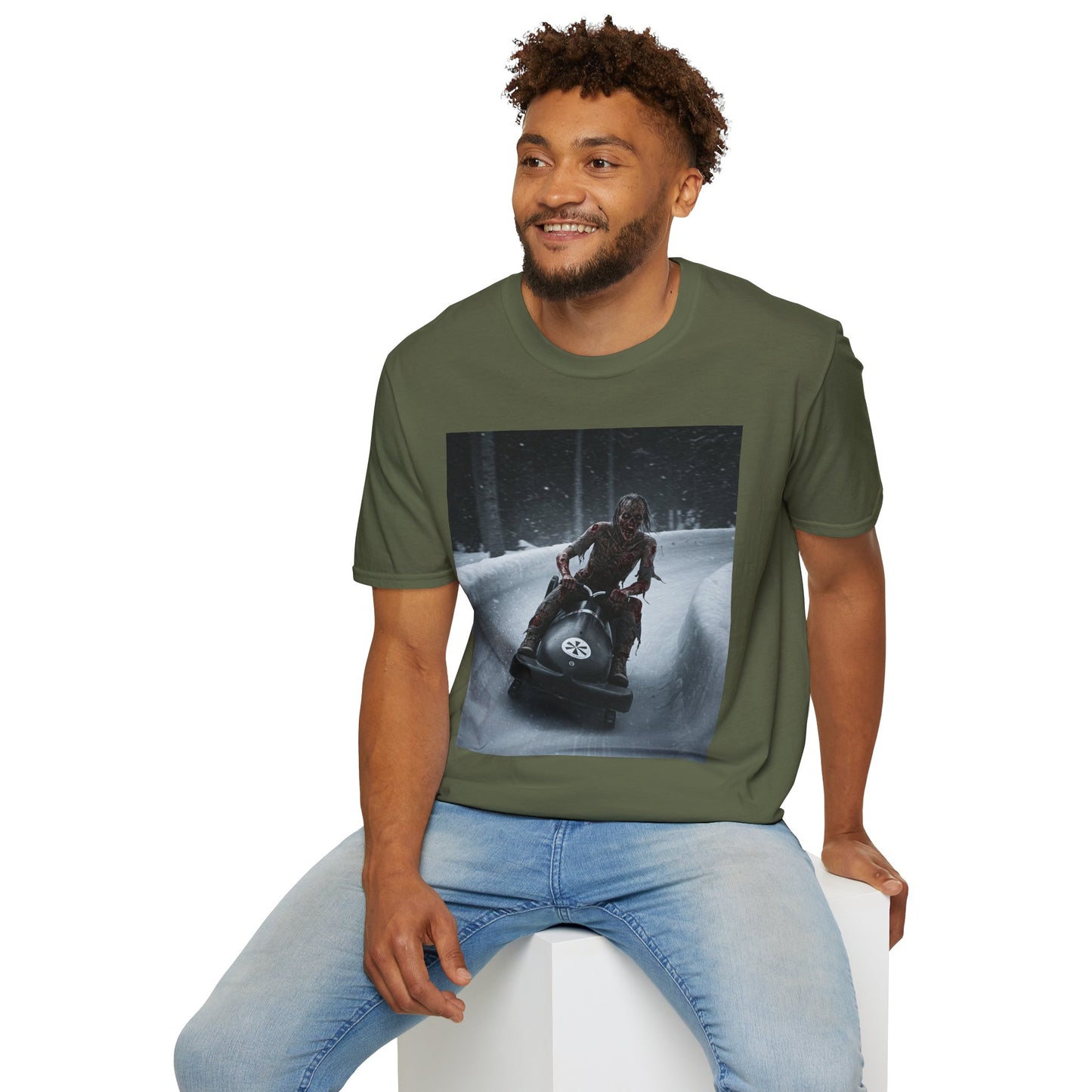 Winter Adventure Unisex Softstyle T-Shirt - Snowmobiling Graphic Tee