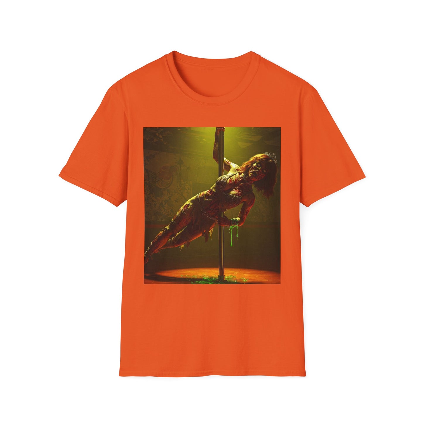 Vibrant Zombie Dance Apocalyptic Portrait Tee, bold, decaying zombie graphic