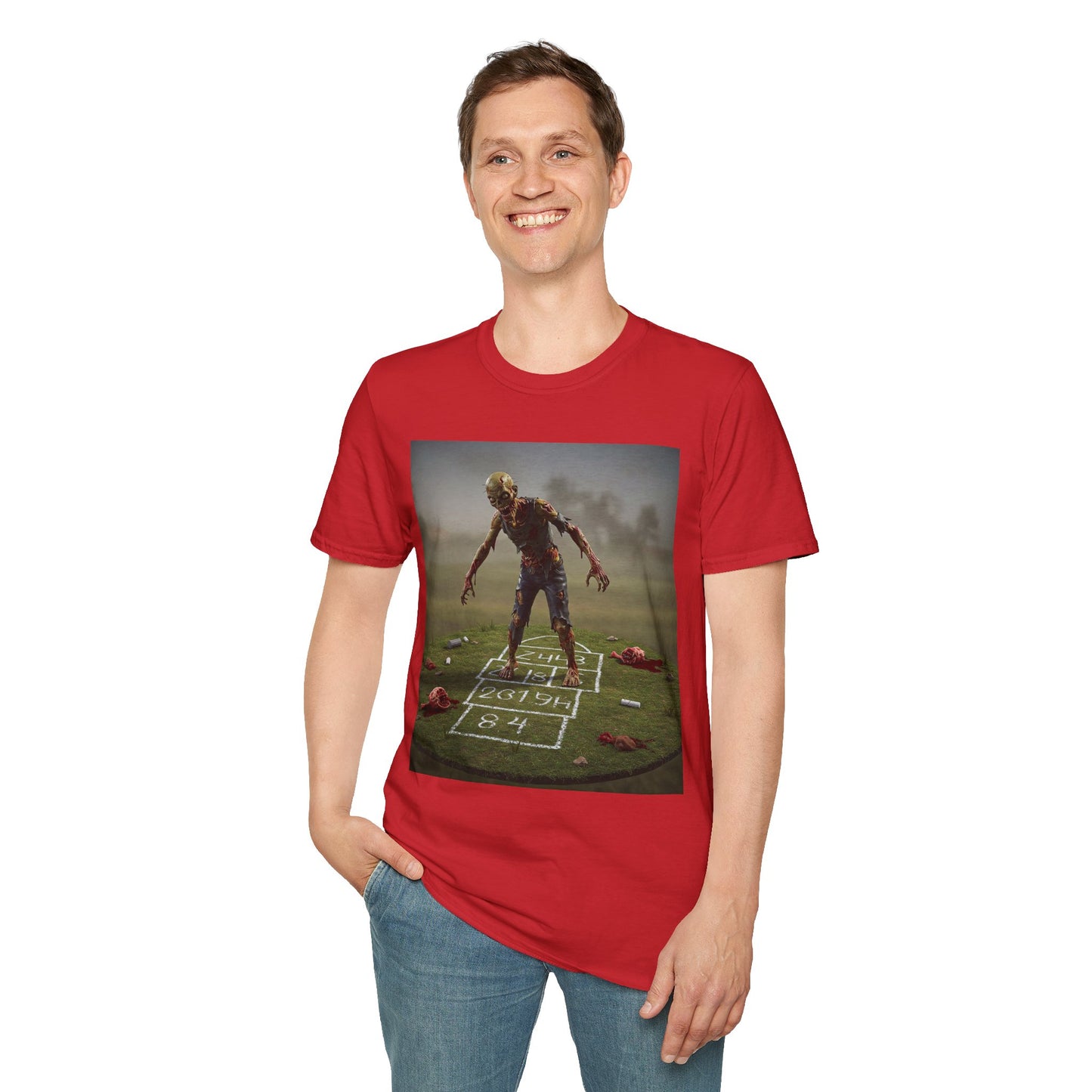 Unisex Zombie Hopscotch T-Shirt - Perfect for Halloween or Casual Wear