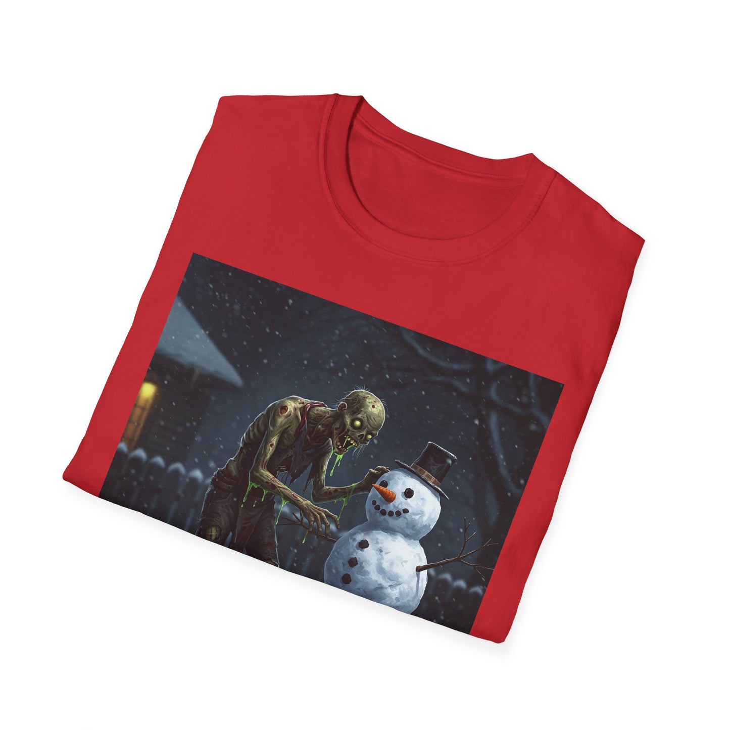 Merry Horror Unisex Softstyle T-Shirt - Creepy Snowman Design