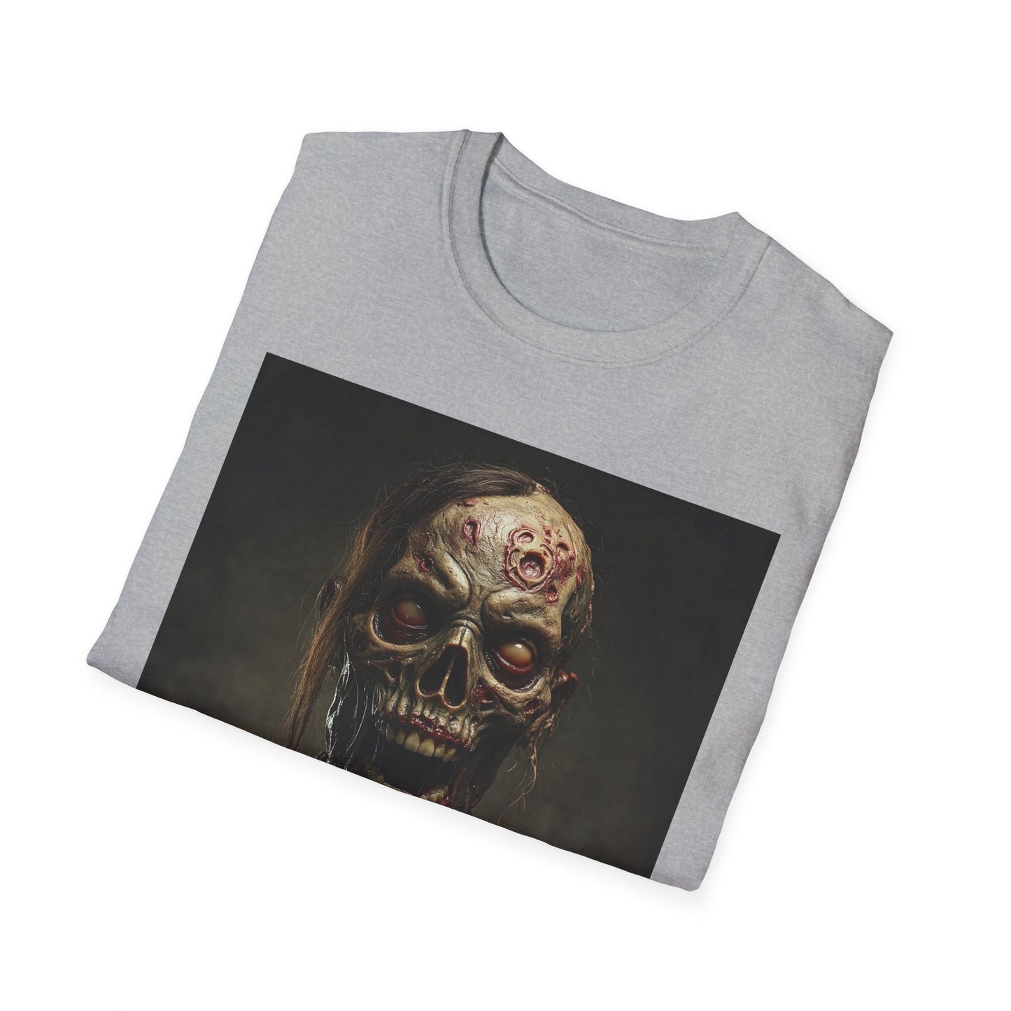 Spooky Zombie Apocalyptic Portrait Tee, bold, decaying zombie graphic