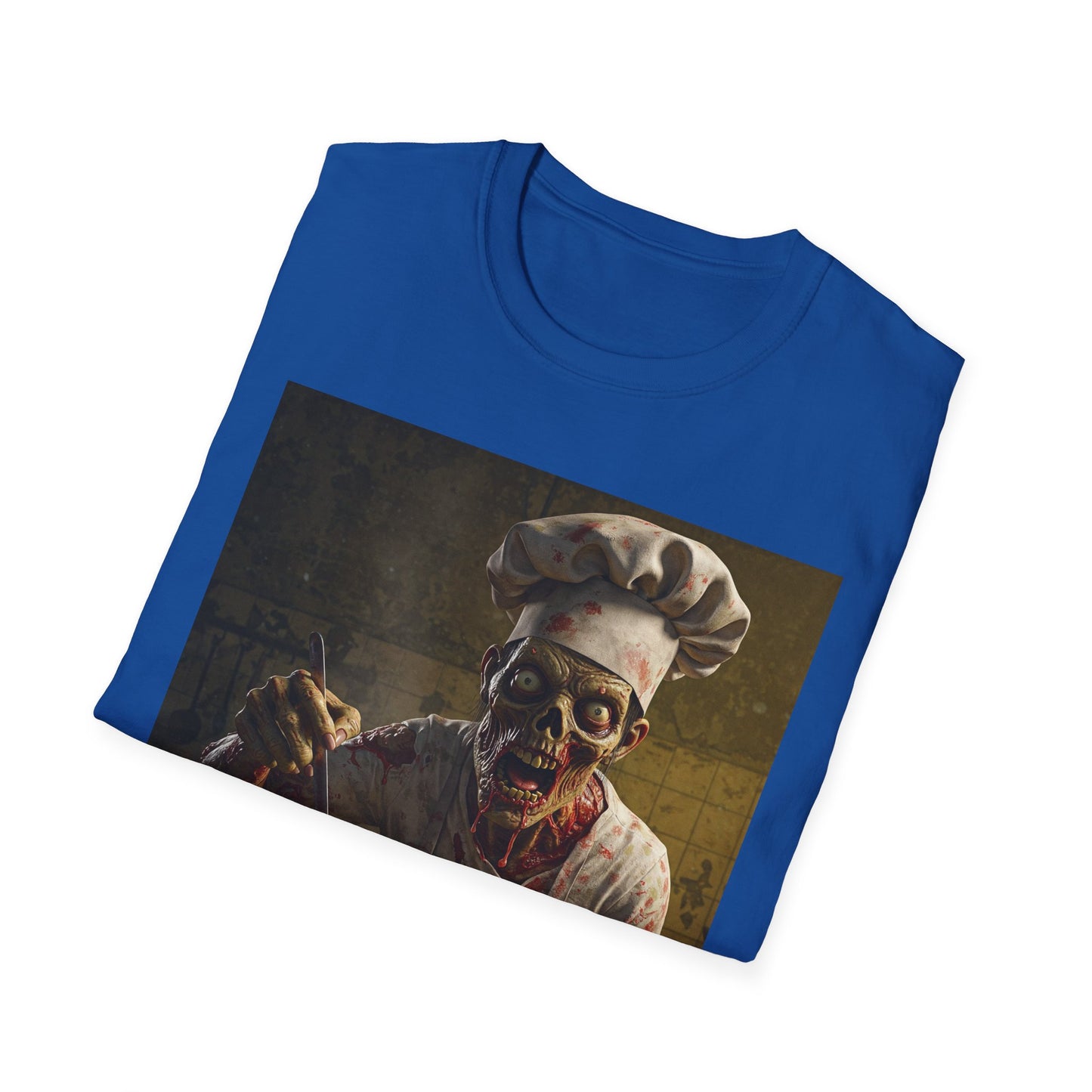 Zombie Chef Apocalyptic Portrait Tee, bold, decaying zombie graphic