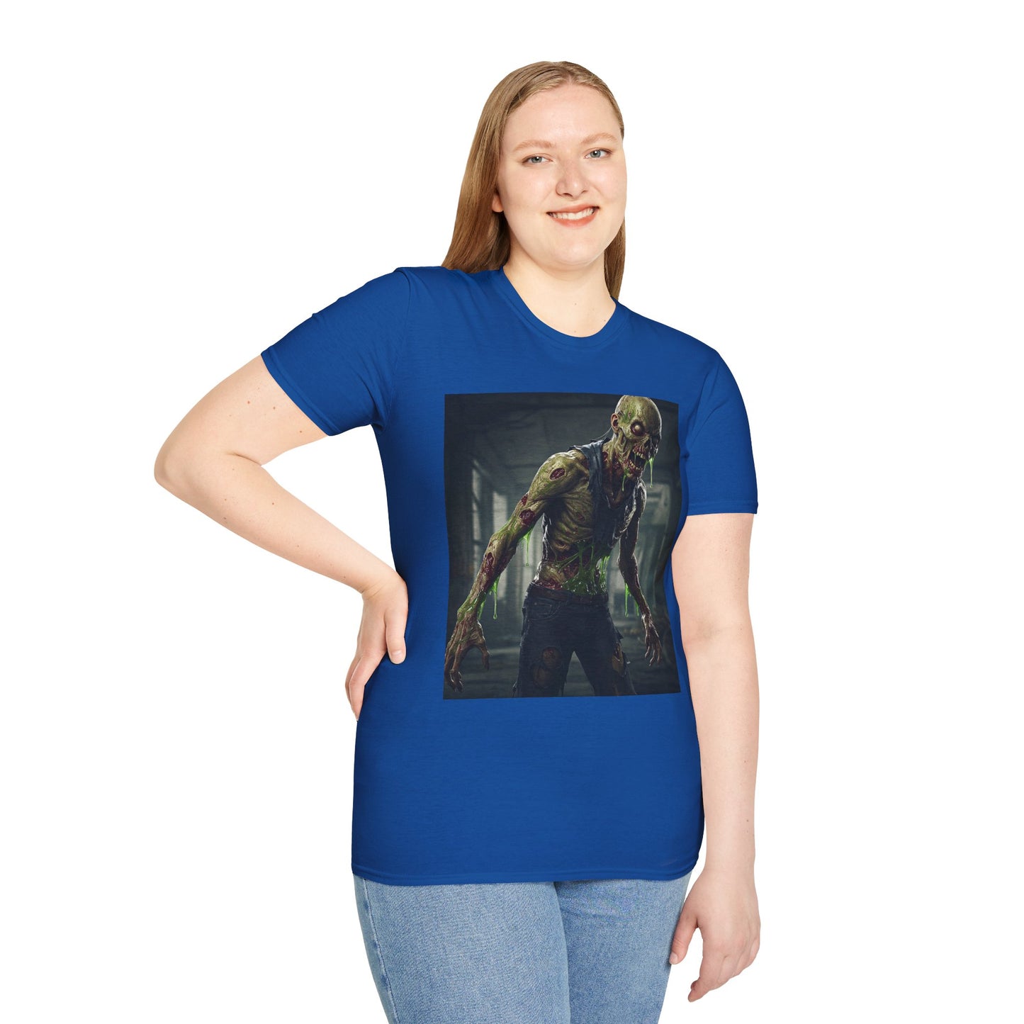 Zombie Graphic Unisex Softstyle T-Shirt - Perfect for Halloween and Horror Fans