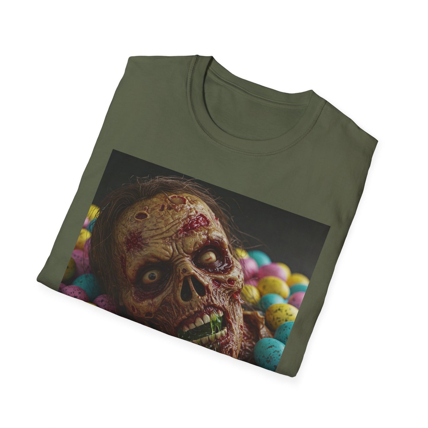 Eerie Easter Skull Apocalyptic Portrait Tee, bold, decaying zombie graphic