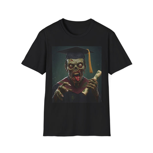 Zombie Graduate Unisex Softstyle T-Shirt - Perfect for Halloween & Graduation