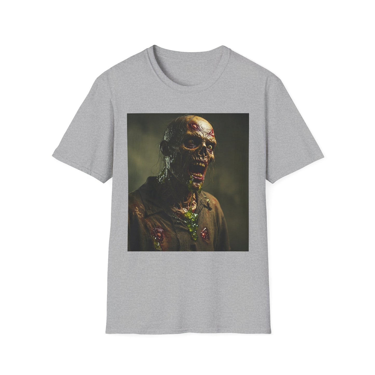 Apocalyptic Portrait Tee, bold, decaying zombie graphic