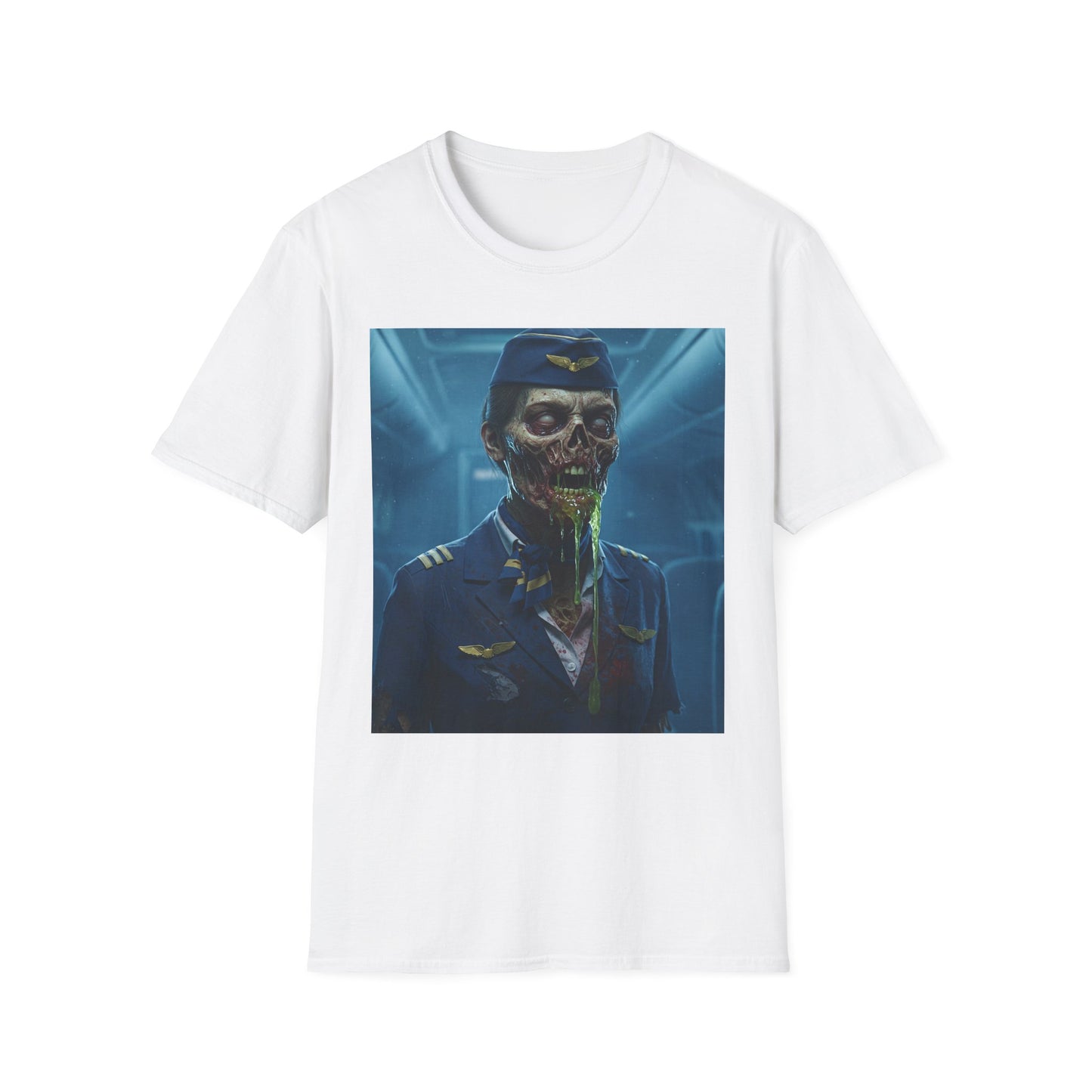 Zombie Pilot Apocalyptic Portrait Tee, bold, decaying zombie graphic