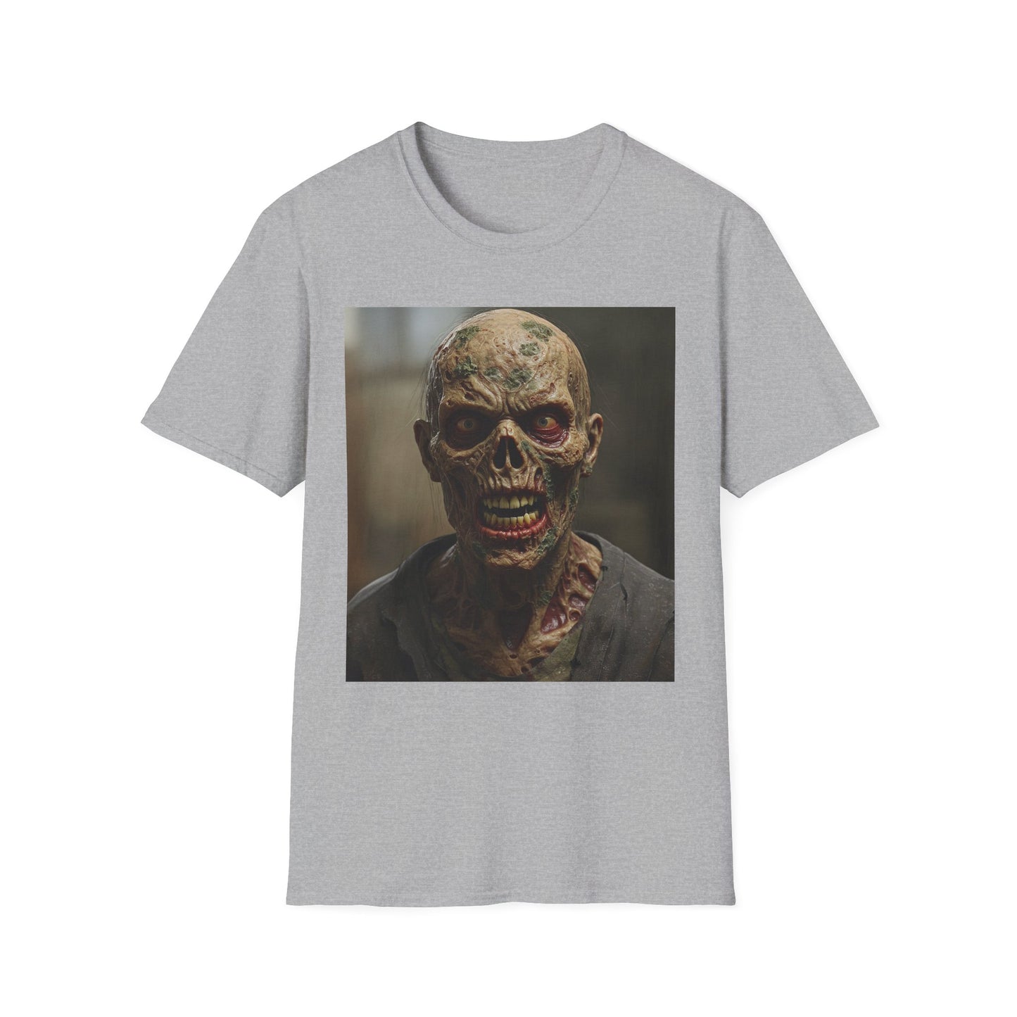 Apocalyptic Portrait Tee, bold, decaying zombie graphic