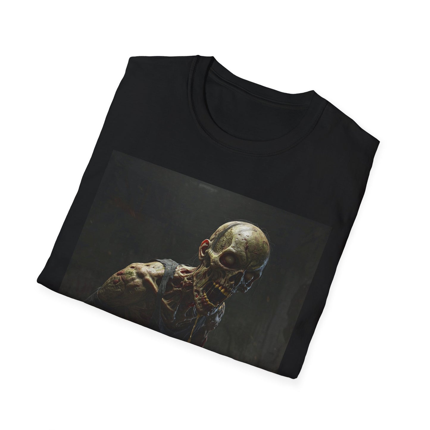 Creepy Zombie Unisex Softstyle T-Shirt - Perfect for Halloween & Horror Fans