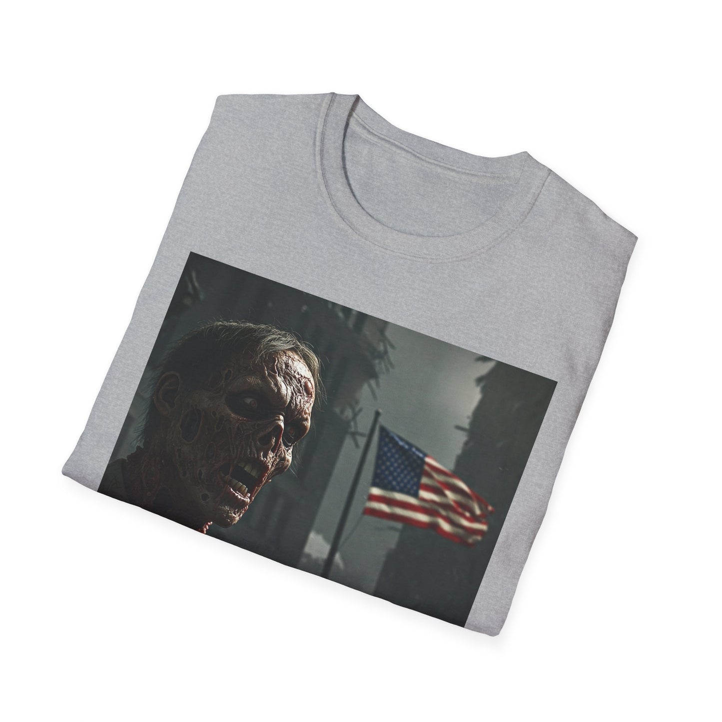 Apocalyptic Portrait Tee, bold, decaying zombie graphic