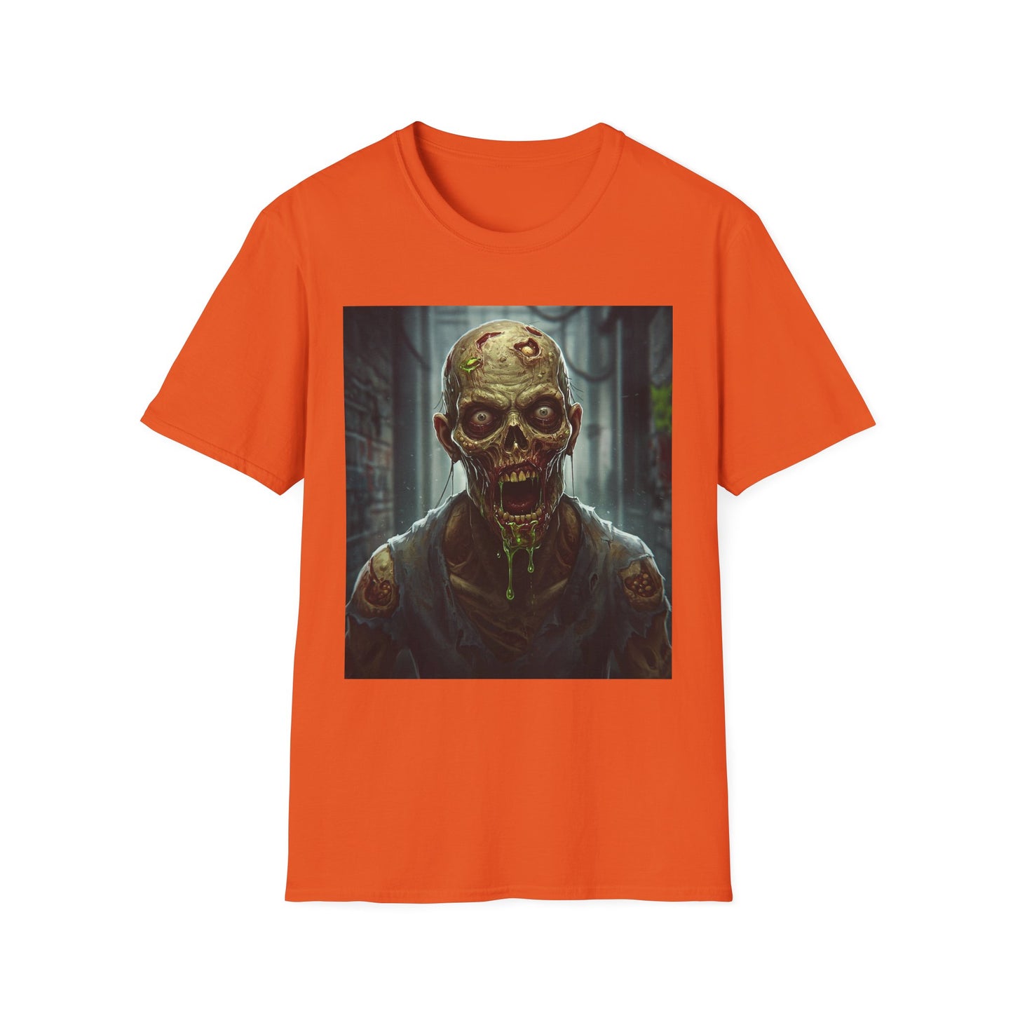 Apocalyptic Portrait Tee, bold, decaying zombie graphic