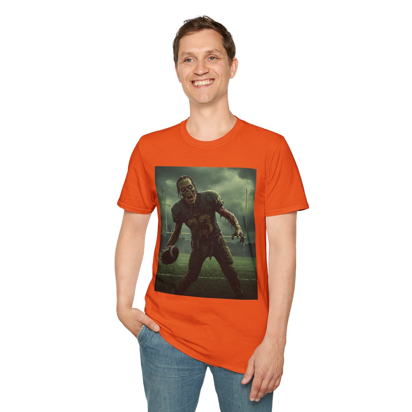 Zombie Football Unisex Softstyle T-Shirt - Perfect for Halloween Fans