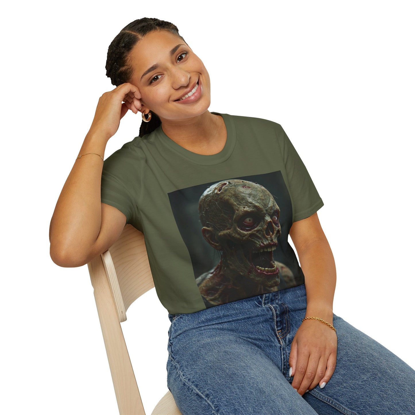 Apocalyptic Portrait Tee, bold, decaying zombie graphic