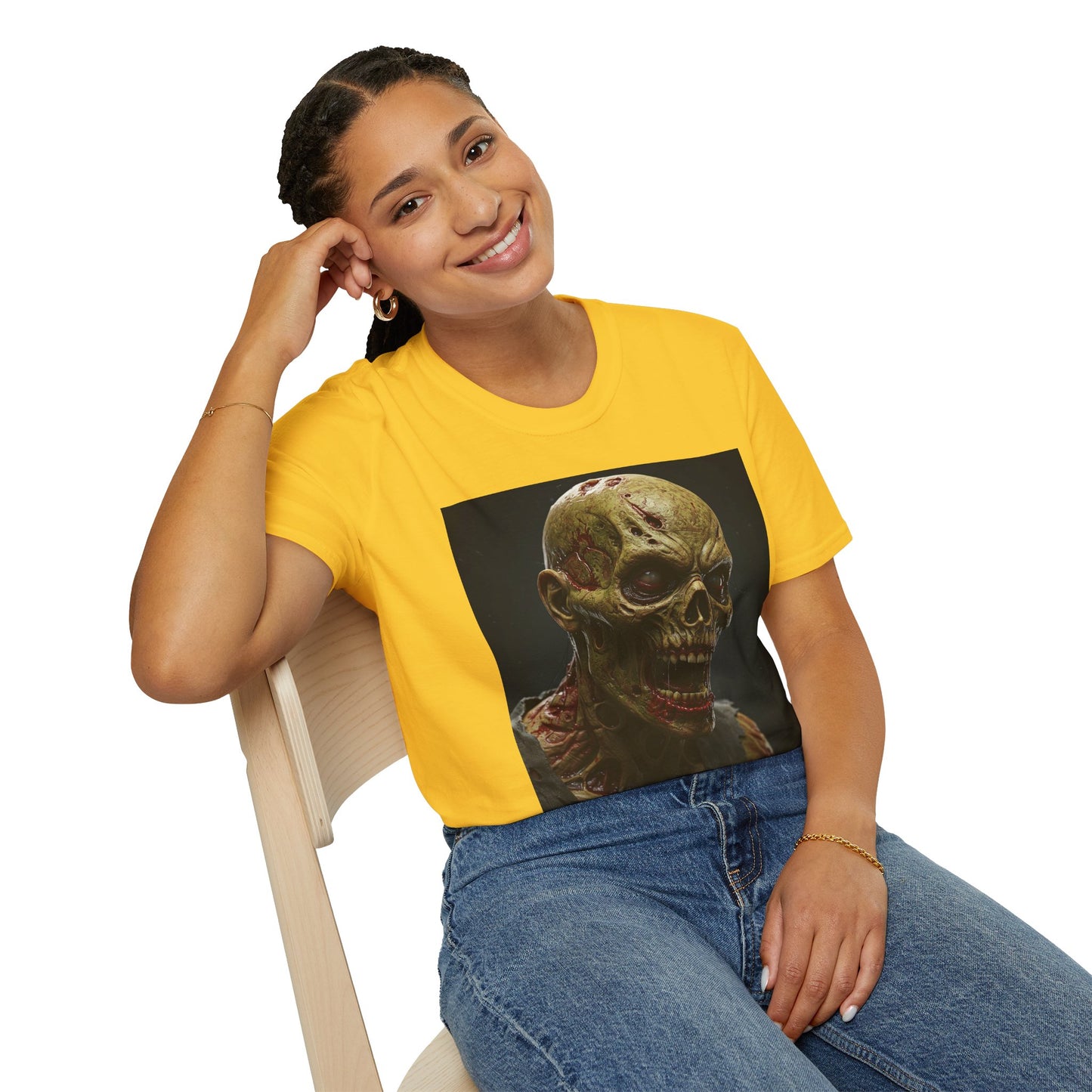 Apocalyptic Portrait Tee, bold, decaying zombie graphic