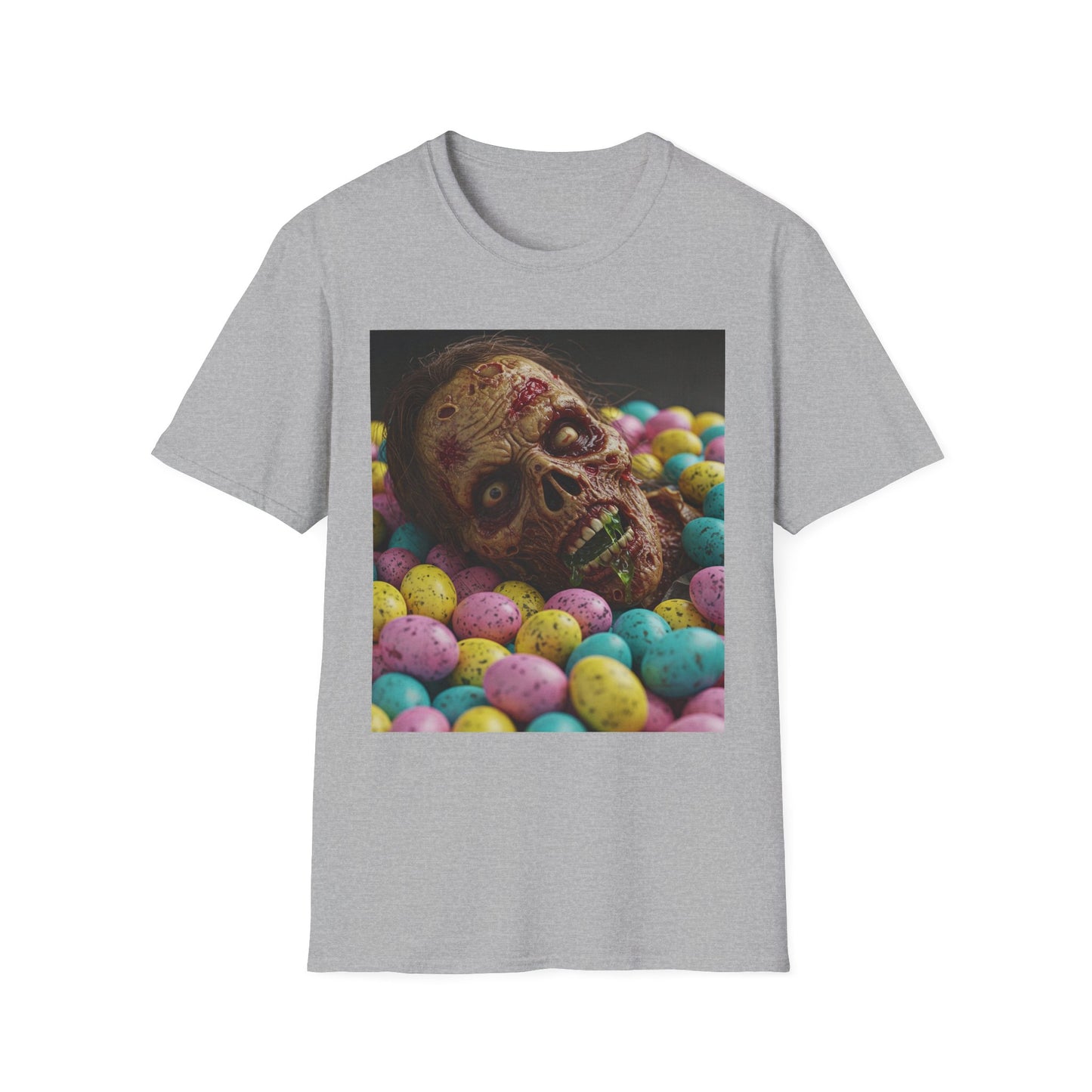 Eerie Easter Skull Apocalyptic Portrait Tee, bold, decaying zombie graphic