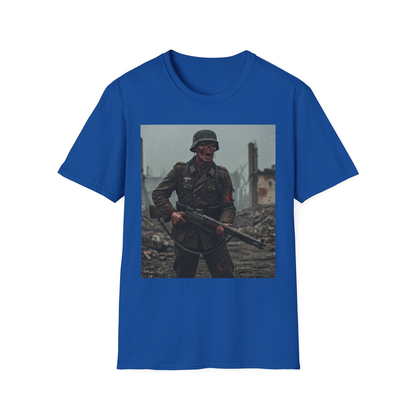 Vintage Soldier Apocalyptic Portrait Tee, bold, decaying zombie graphic