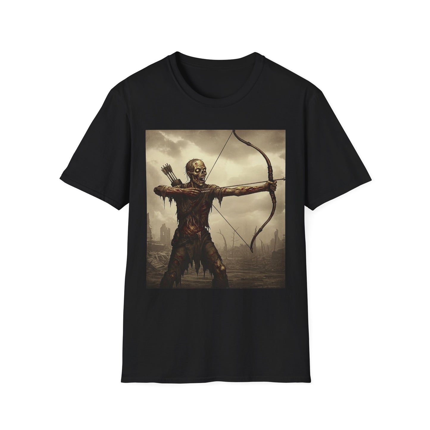 Apocalyptic Portrait Tee, bold, decaying zombie graphic