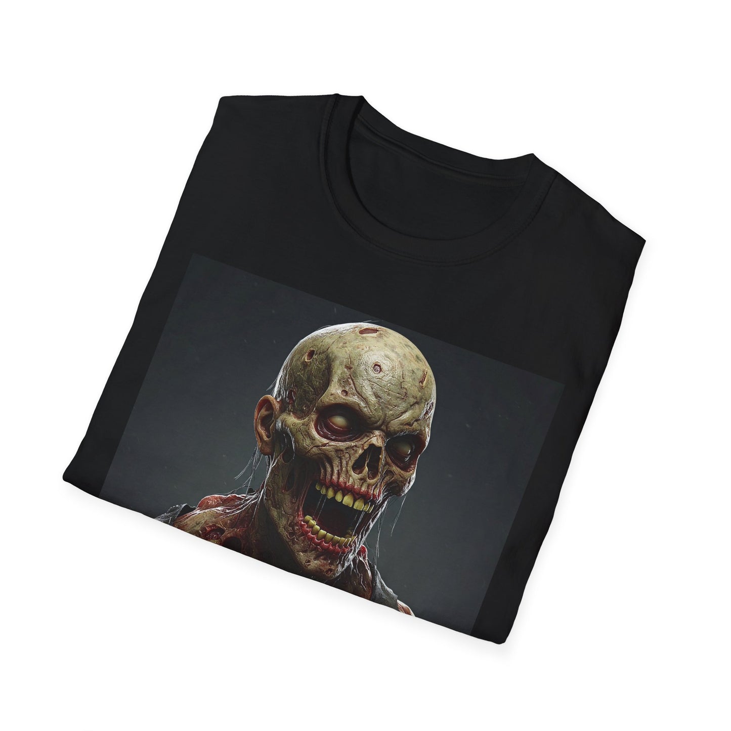 Unisex Softstyle T-Shirt with Creepy Zombie Graphic - Perfect for Halloween and Horror Fans