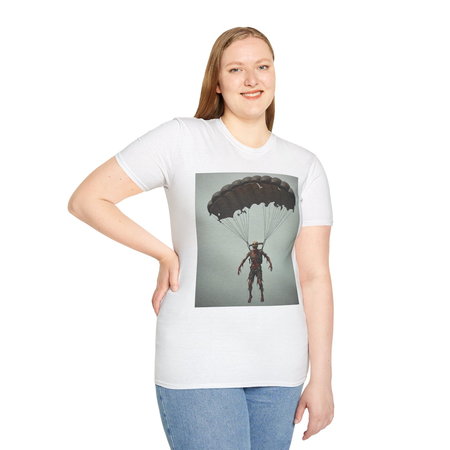 Adventure Awaits Parachuting Hero Unisex Softstyle T-Shirt