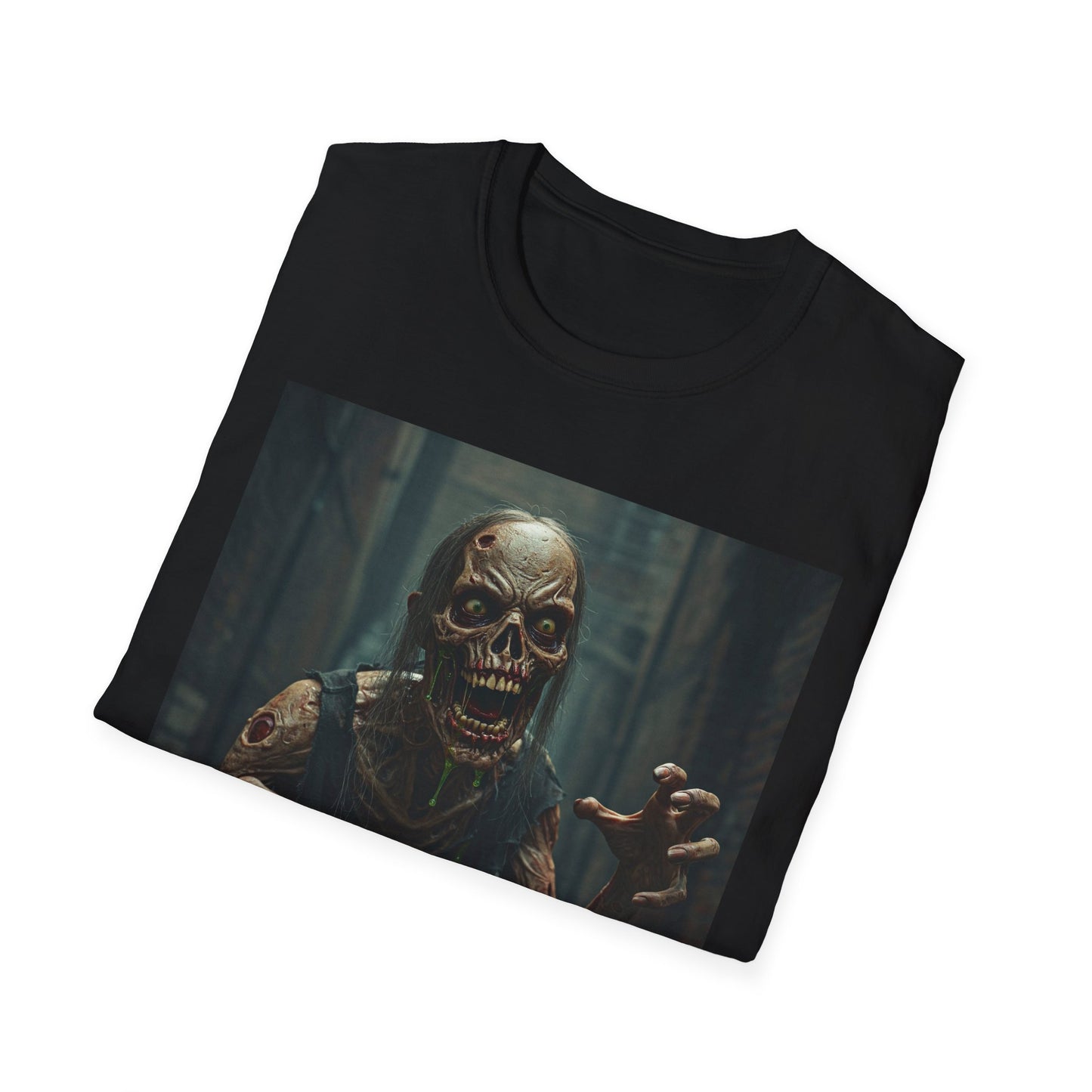 Unisex Softstyle T-Shirt - Creepy Zombie Graphic Tee for Halloween