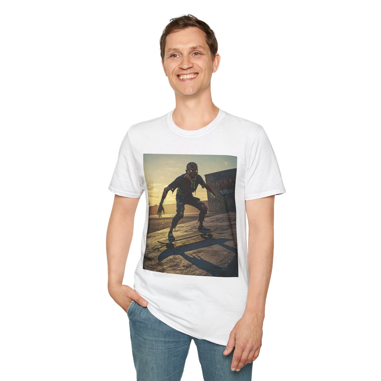 Skateboard Zombie Unisex Softstyle T-Shirt | Casual Graphic Tee for Skaters