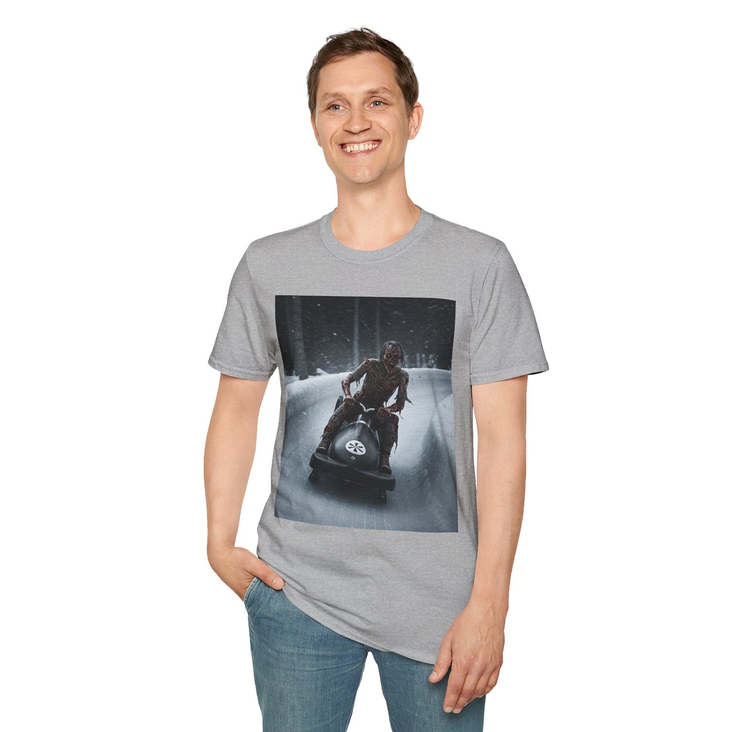 Winter Adventure Unisex Softstyle T-Shirt - Snowmobiling Graphic Tee