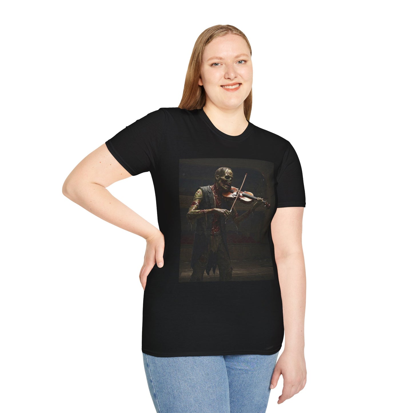 Spooky Muse Unisex Softstyle T-Shirt - Gothic Art Design for Halloween and Everyday Wear