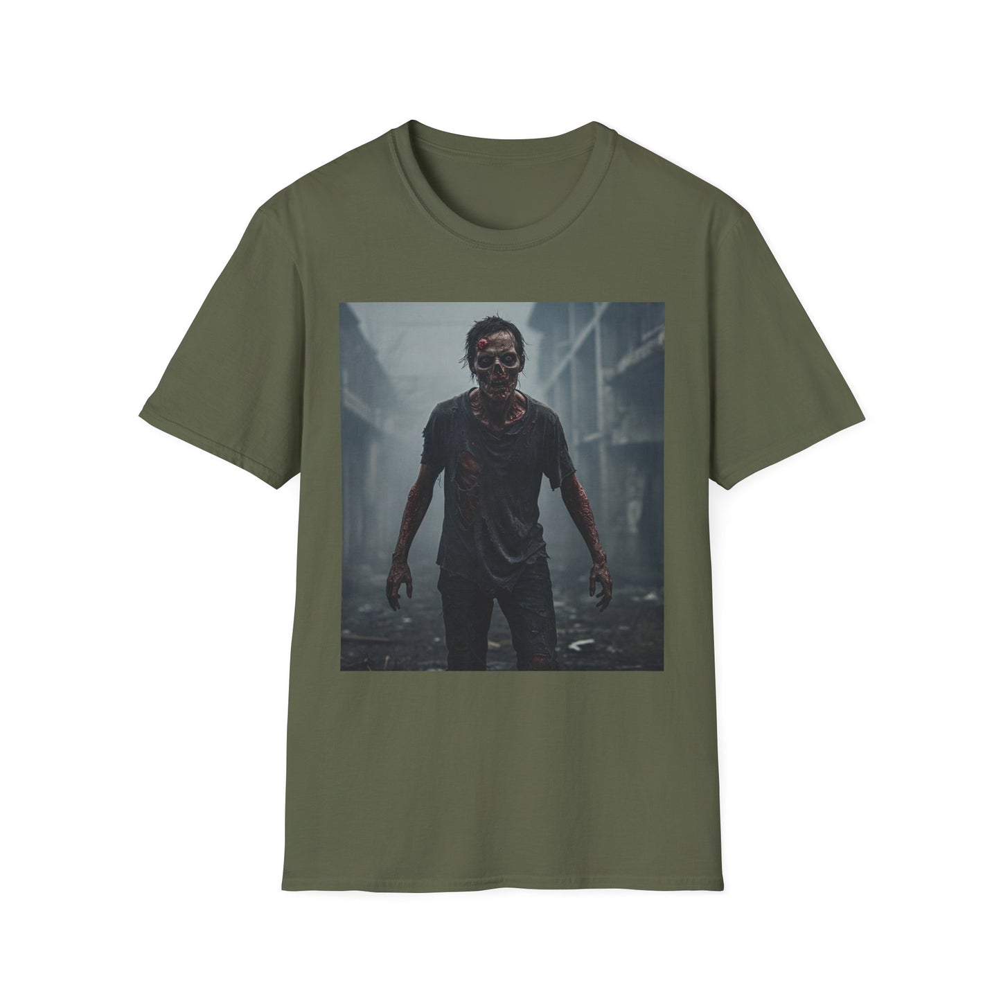 Apocalyptic Portrait Tee, bold, decaying zombie graphic