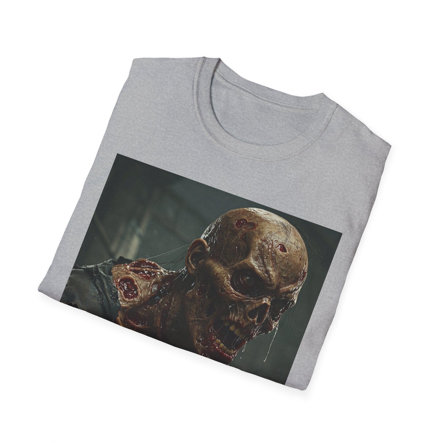 Unisex Softstyle T-Shirt with Zombie Design | Perfect for Halloween and Horror Fans